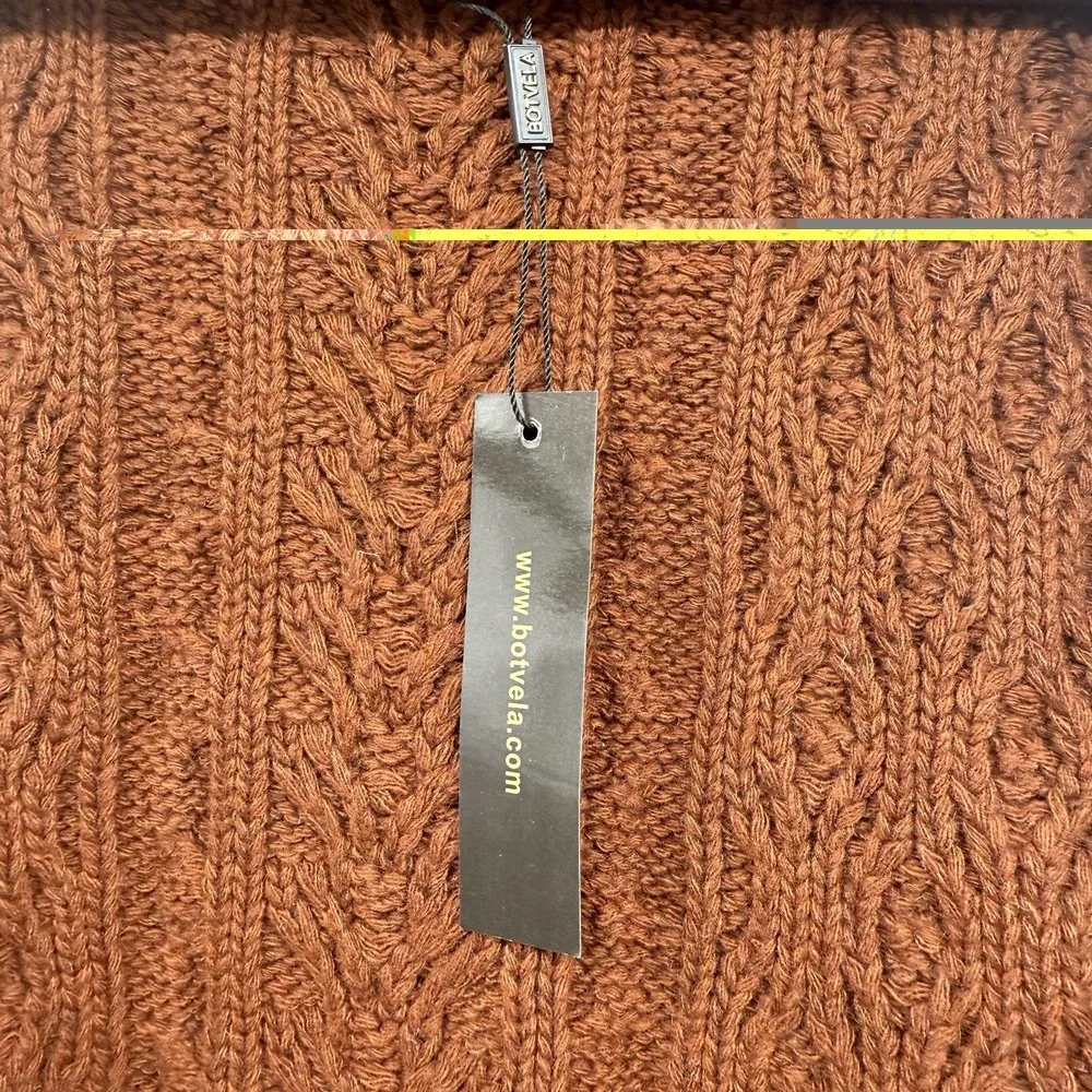 Botvela Chunky Cable Knit Full Zip Cardigan Sweater Men Small Rust NWT Fisherman - Picture 3 of 10